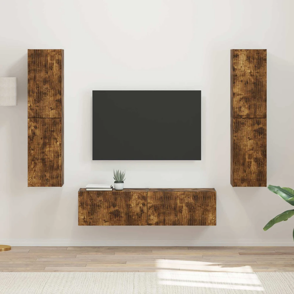 TV staliukas TV spintelių komplektas 6 vnt. Rūkyta ąžuolas Apdirbta mediena