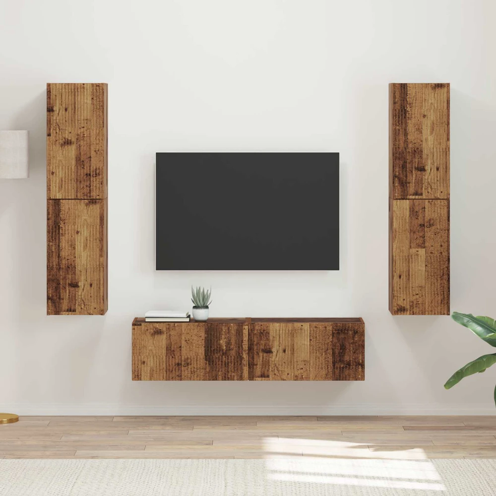 TV staliukas TV spintelių komplektas 6 vnt. Senovinis medis Apdirbta mediena