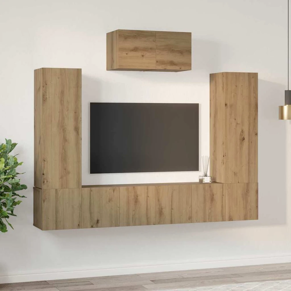 TV staliukas TV spintelių komplektas 7 vnt. Amatininkų ąžuolas