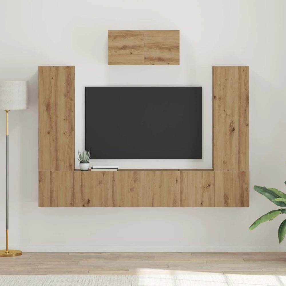 TV staliukas TV spintelių komplektas 7 vnt. Amatininkų ąžuolas