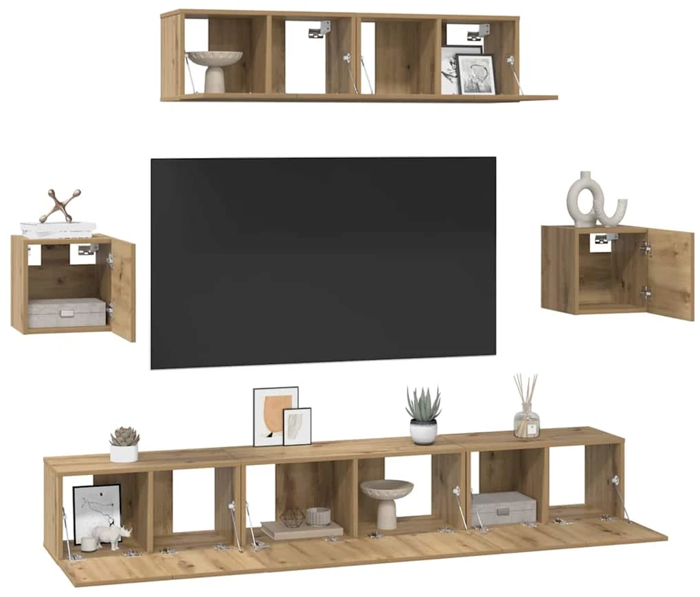 TV staliukas TV spintelių komplektas 7 vnt. Amatininkų ąžuolas