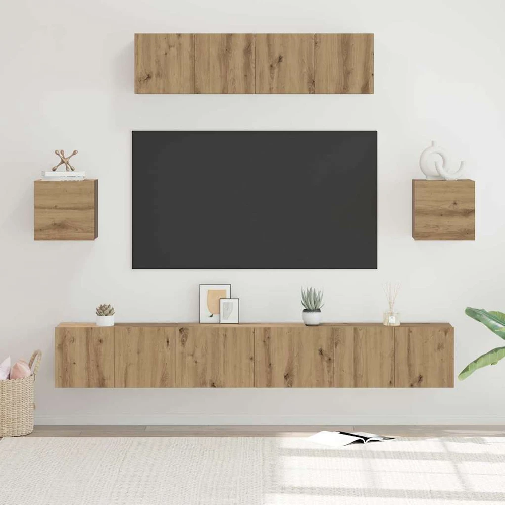 TV staliukas TV spintelių komplektas 7 vnt. Amatininkų ąžuolas