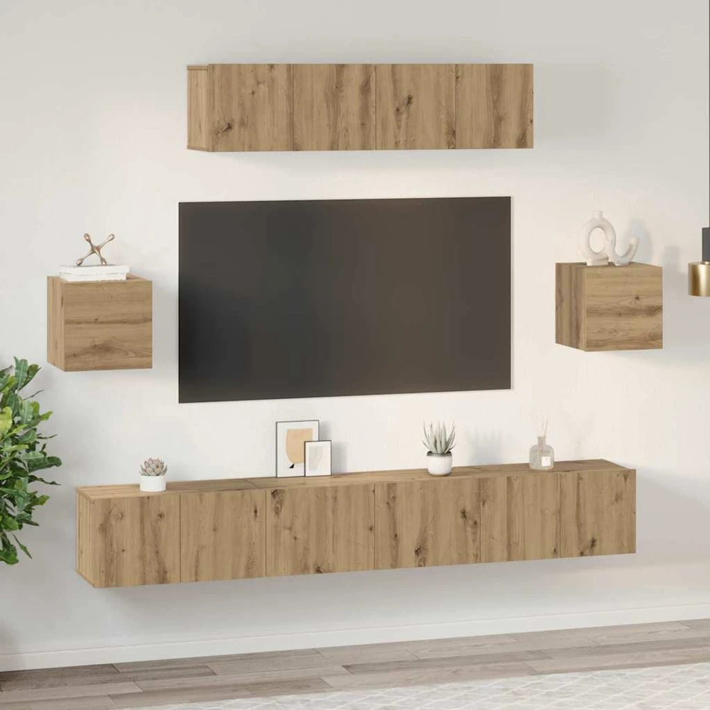 TV staliukas TV spintelių komplektas 7 vnt. Amatininkų ąžuolas
