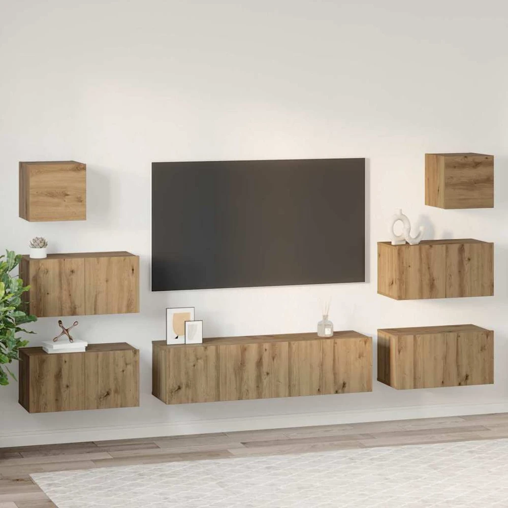 TV staliukas TV spintelių komplektas 8 vnt. Amatininkų ąžuolas