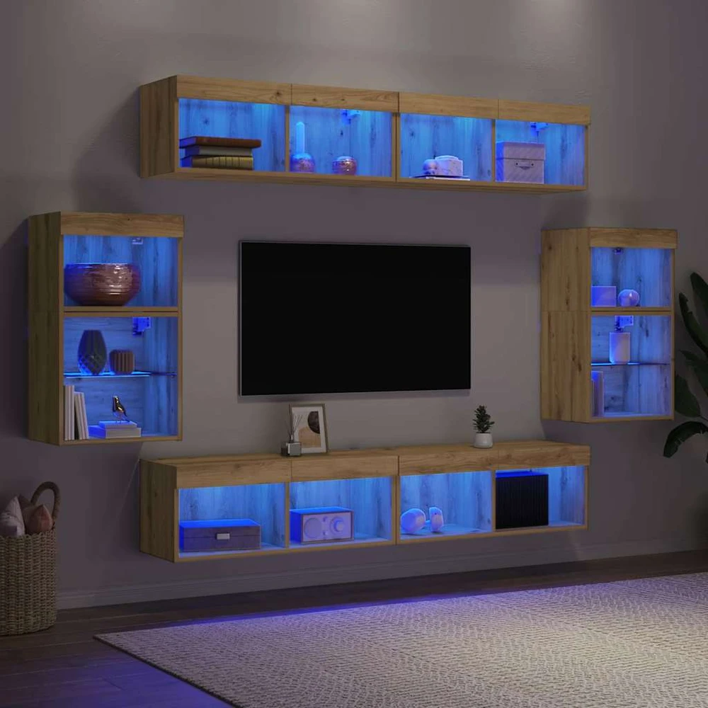TV staliukas TV spintelių komplektas 8 vnt. artisano ąžuolo Apdirbta mediena