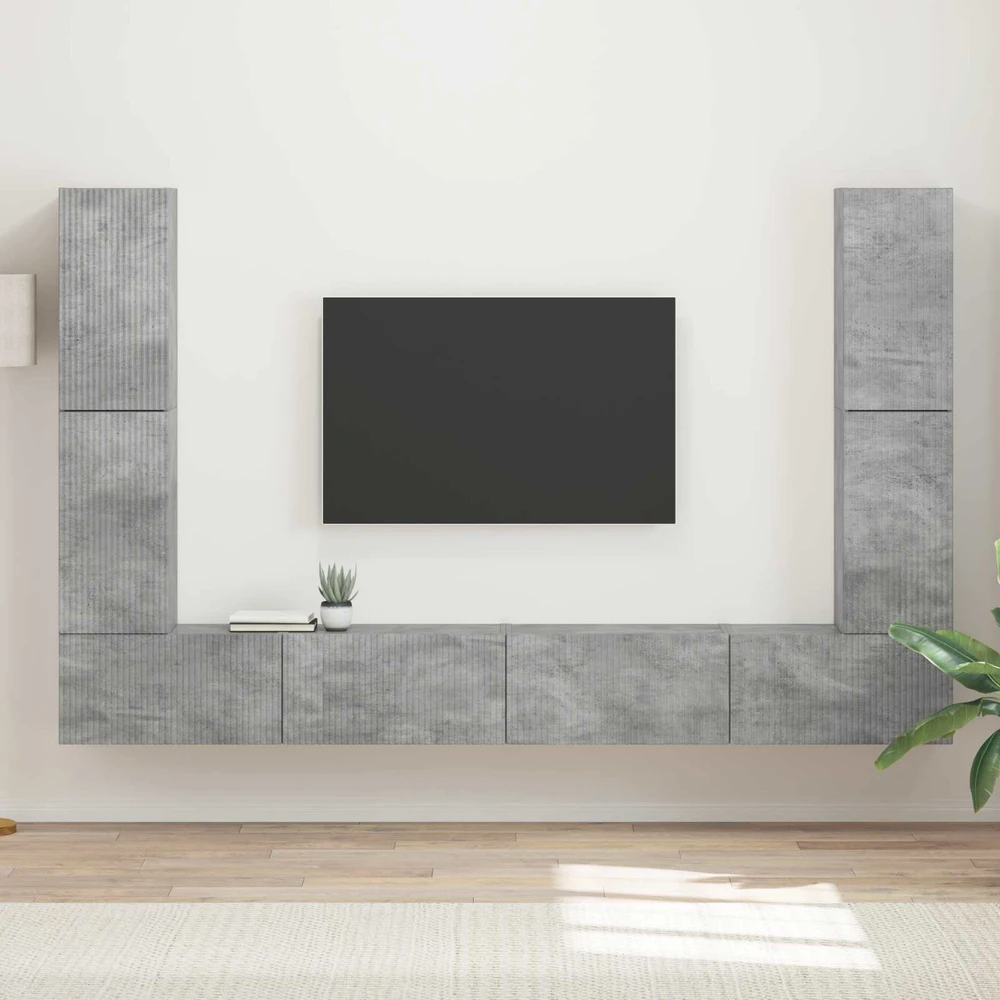 TV staliukas TV spintelių komplektas 8 vnt. Betono pilka Apdirbta mediena