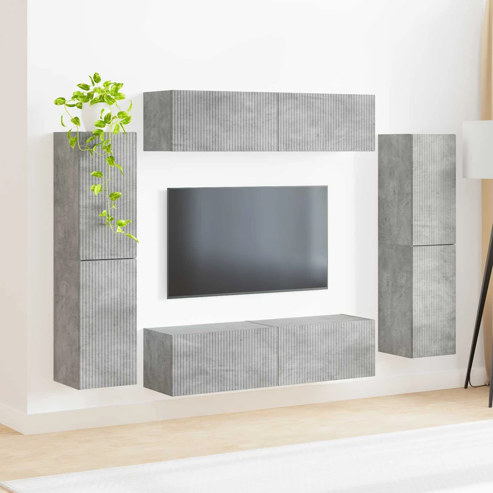 TV staliukas TV spintelių komplektas 8 vnt. Betono pilka Apdirbta mediena