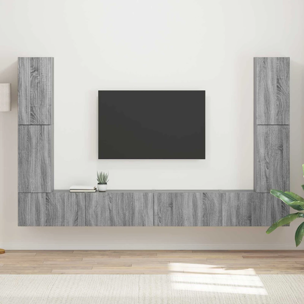 TV staliukas TV spintelių komplektas 8 vnt. Pilkas Sonoma Apdirbta mediena