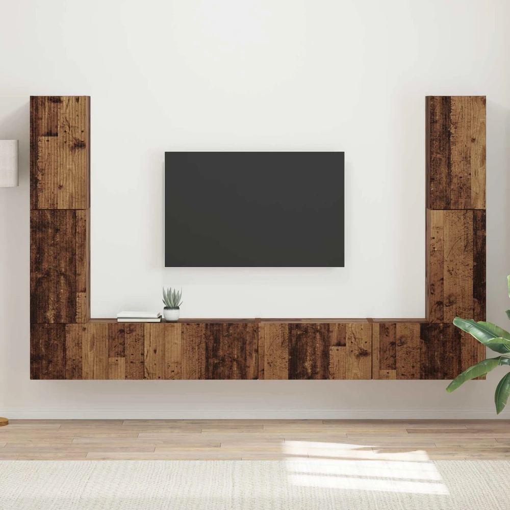 TV staliukas TV spintelių komplektas 8 vnt. Senovinis medis Apdirbta mediena