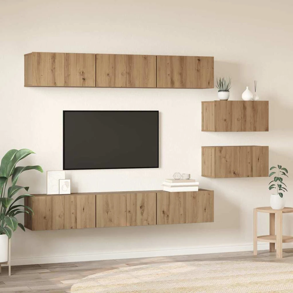 TV staliukas TV spintelių komplektas 8 vnt. Amatininkų ąžuolas