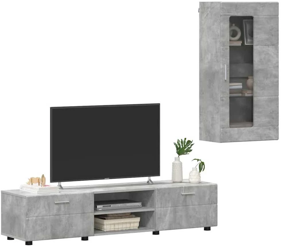 TV spintelių komplektas FLORIN 3 vnt. Betono pilka