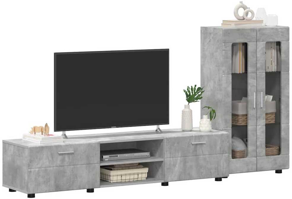 TV spintelių komplektas FLORIN 3 vnt. Betono pilka