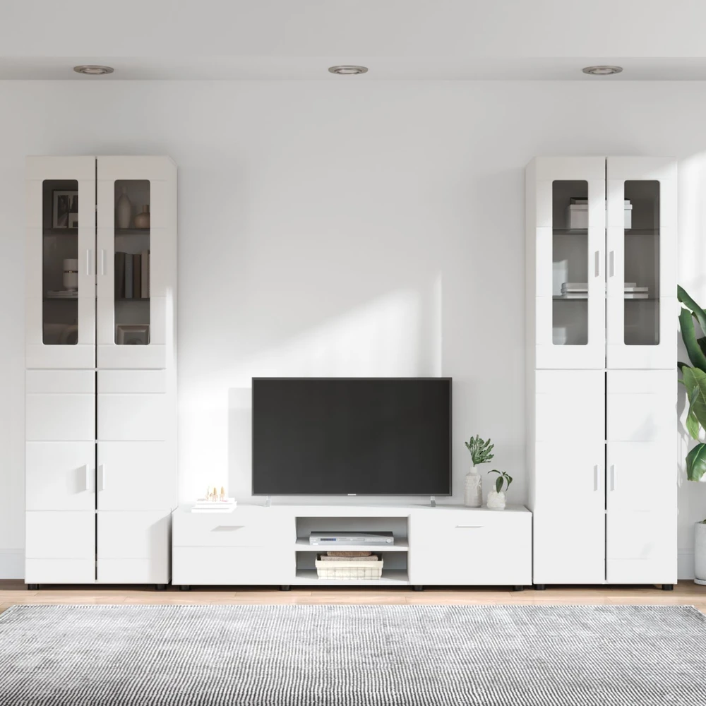 TV spintelių komplektas FLORIN 3 vnt. Balta Apdirbta mediena