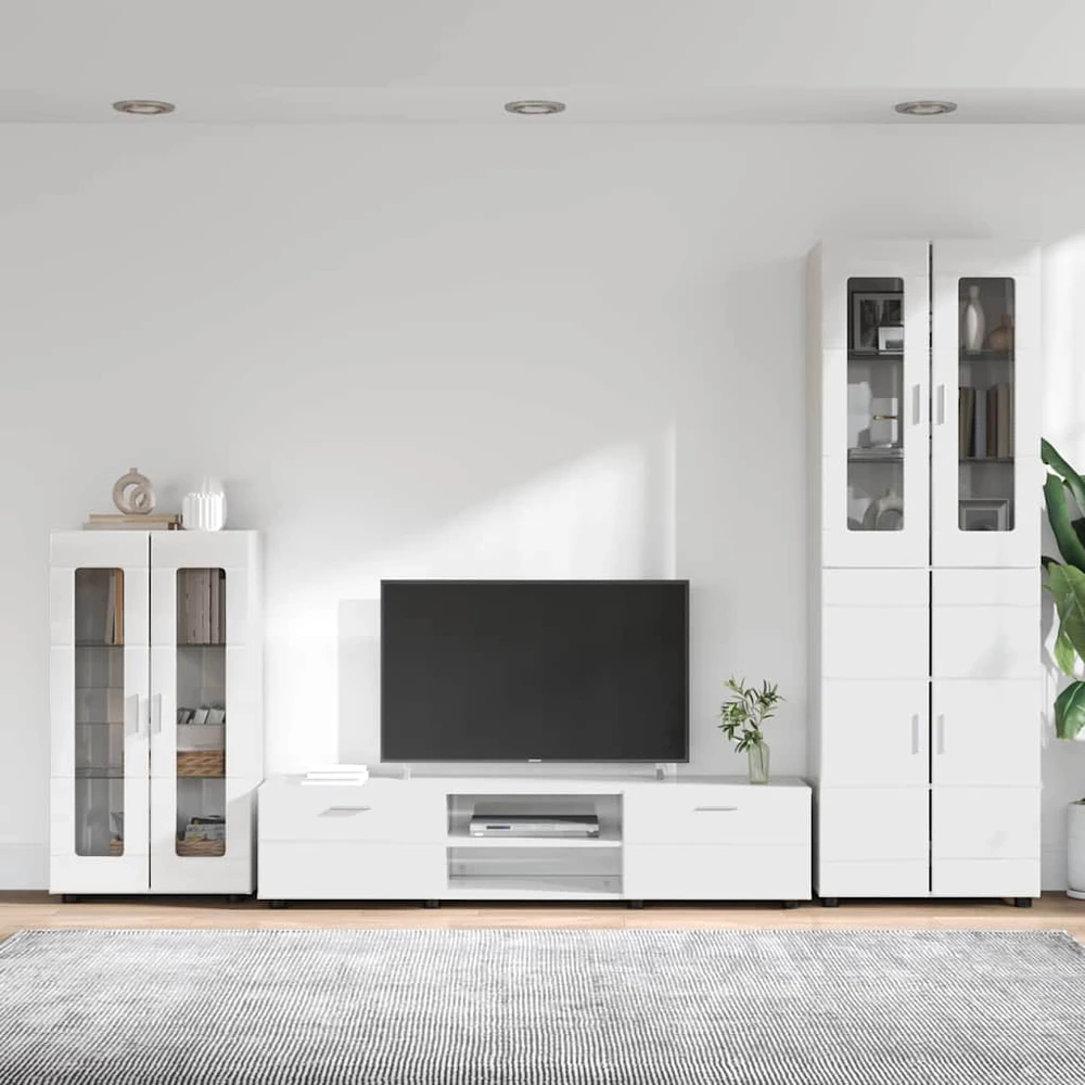 TV spintelių komplektas FLORIN 3 vnt. Aukštai blizganti balta