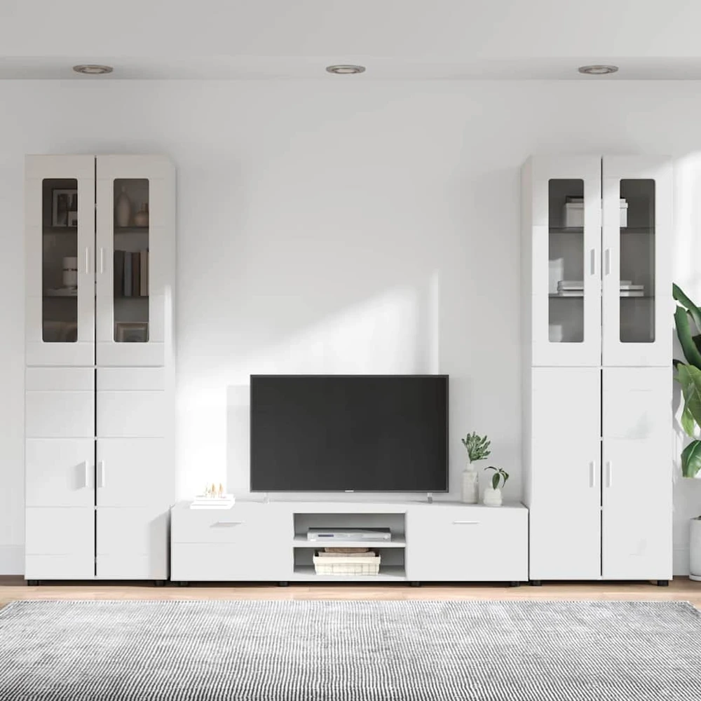 TV spintelių komplektas FLORIN 3 vnt. Aukštai blizganti balta