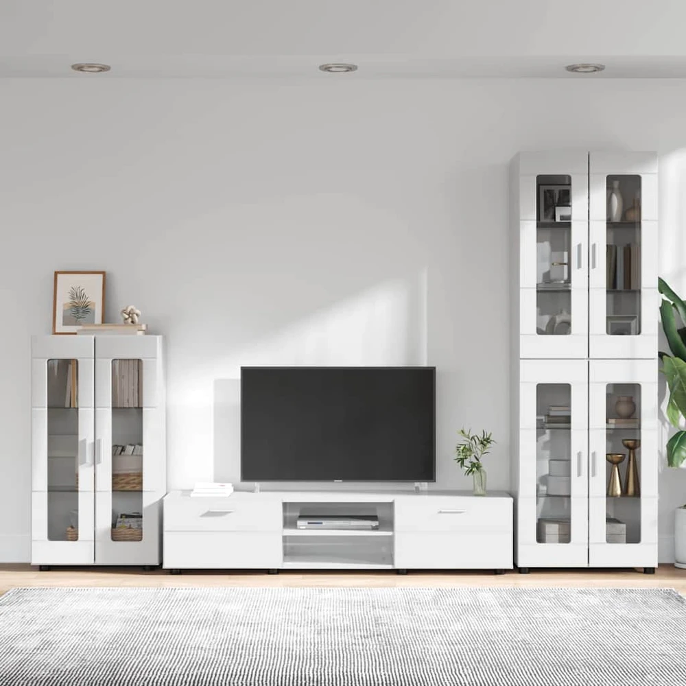 TV spintelių komplektas FLORIN 3 vnt. Aukštai blizganti balta