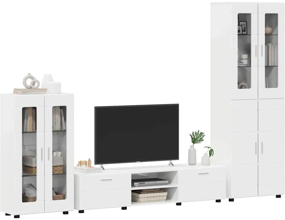 TV spintelių komplektas FLORIN 3 vnt. Aukštai blizganti balta