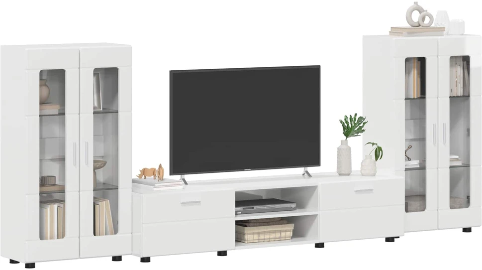TV spintelių komplektas FLORIN 3 vnt. Aukštai blizganti balta
