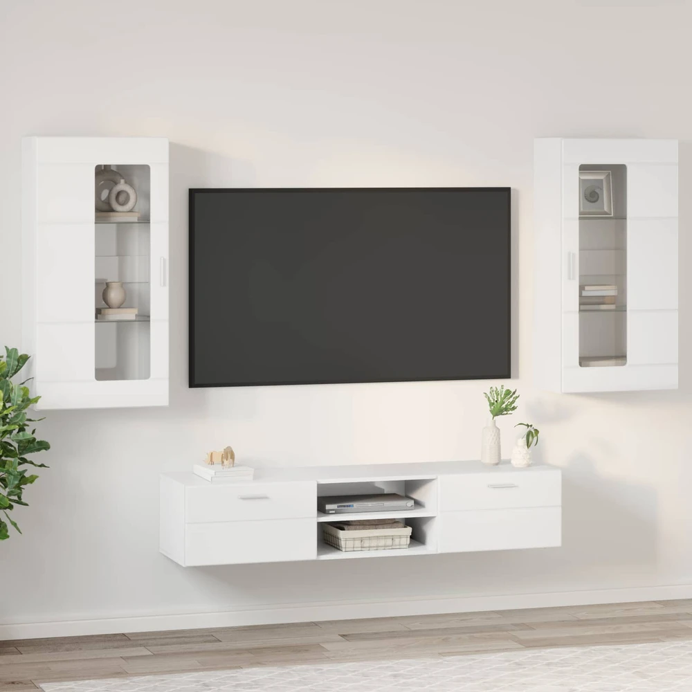 TV spintelių komplektas FLORIN 3 vnt. Aukštai blizganti balta