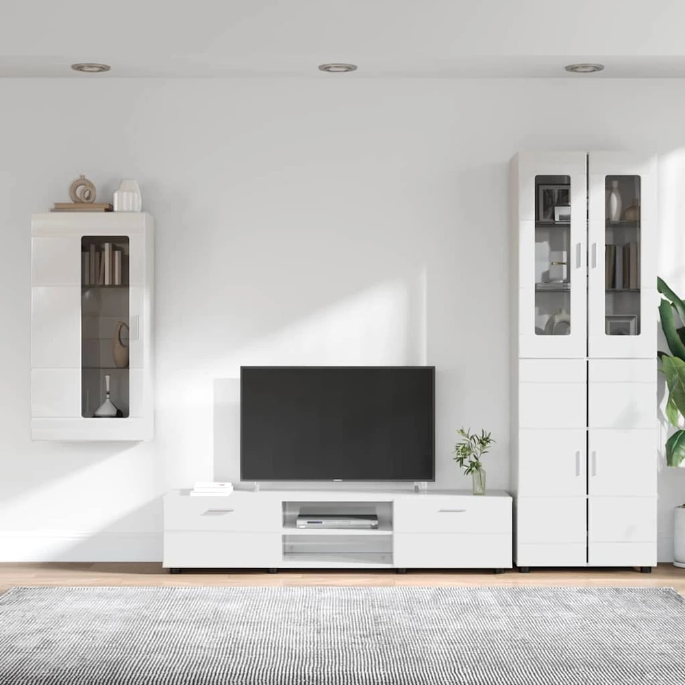 TV spintelių komplektas FLORIN 3 vnt. Aukštai blizganti balta