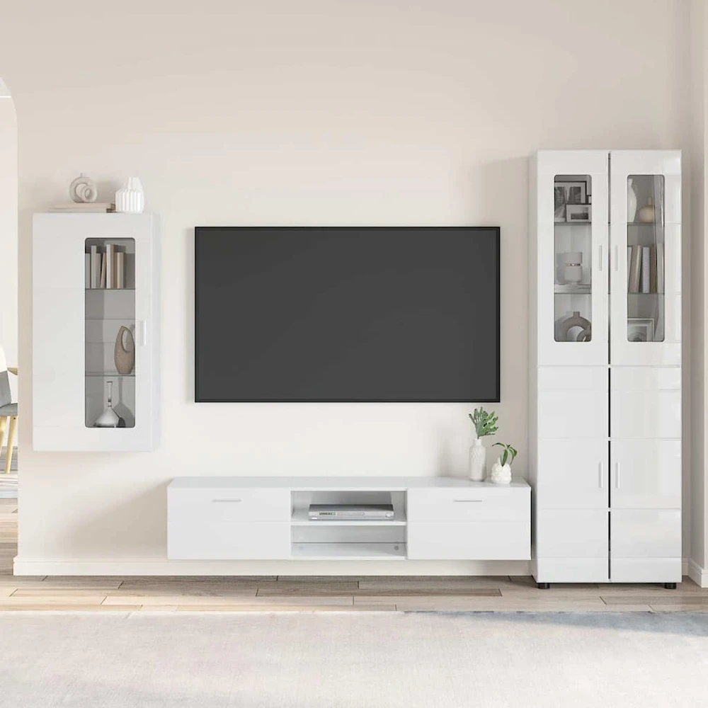 TV spintelių komplektas FLORIN 3 vnt. Aukštai blizganti balta