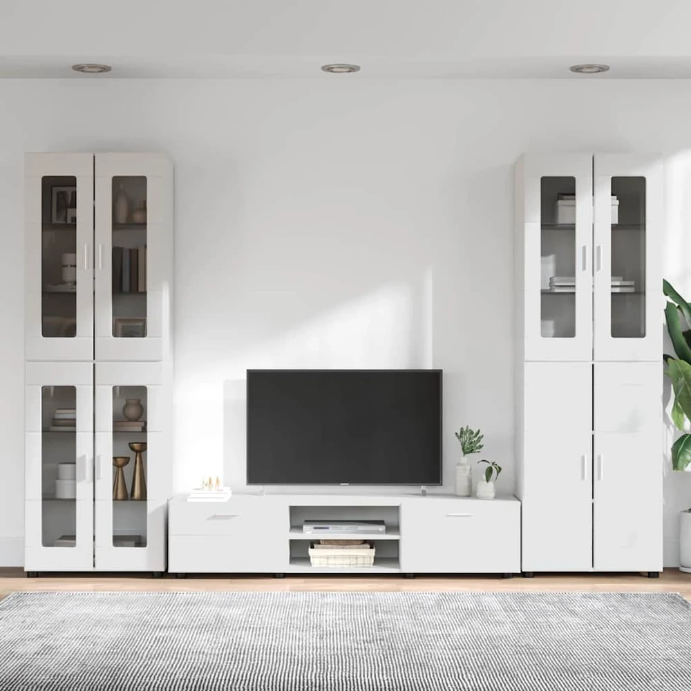 TV spintelių komplektas FLORIN 3 vnt. Aukštai blizganti balta