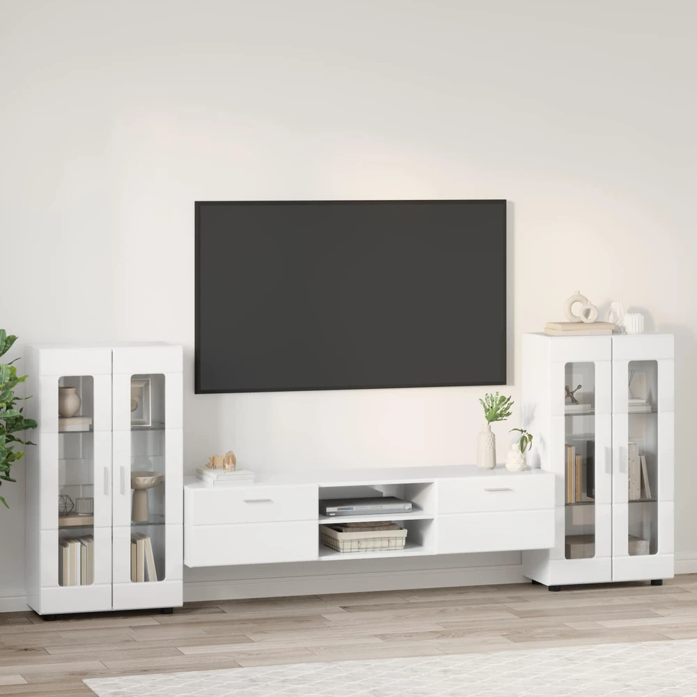 TV spintelių komplektas FLORIN 3 vnt. Aukštai blizganti balta