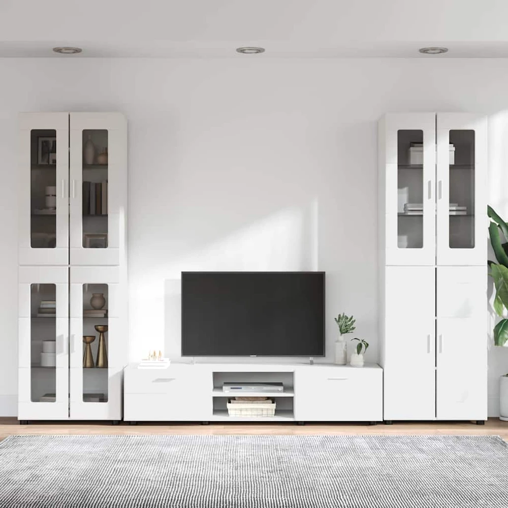 TV spintelių komplektas FLORIN 3 vnt. Balta Apdirbta mediena
