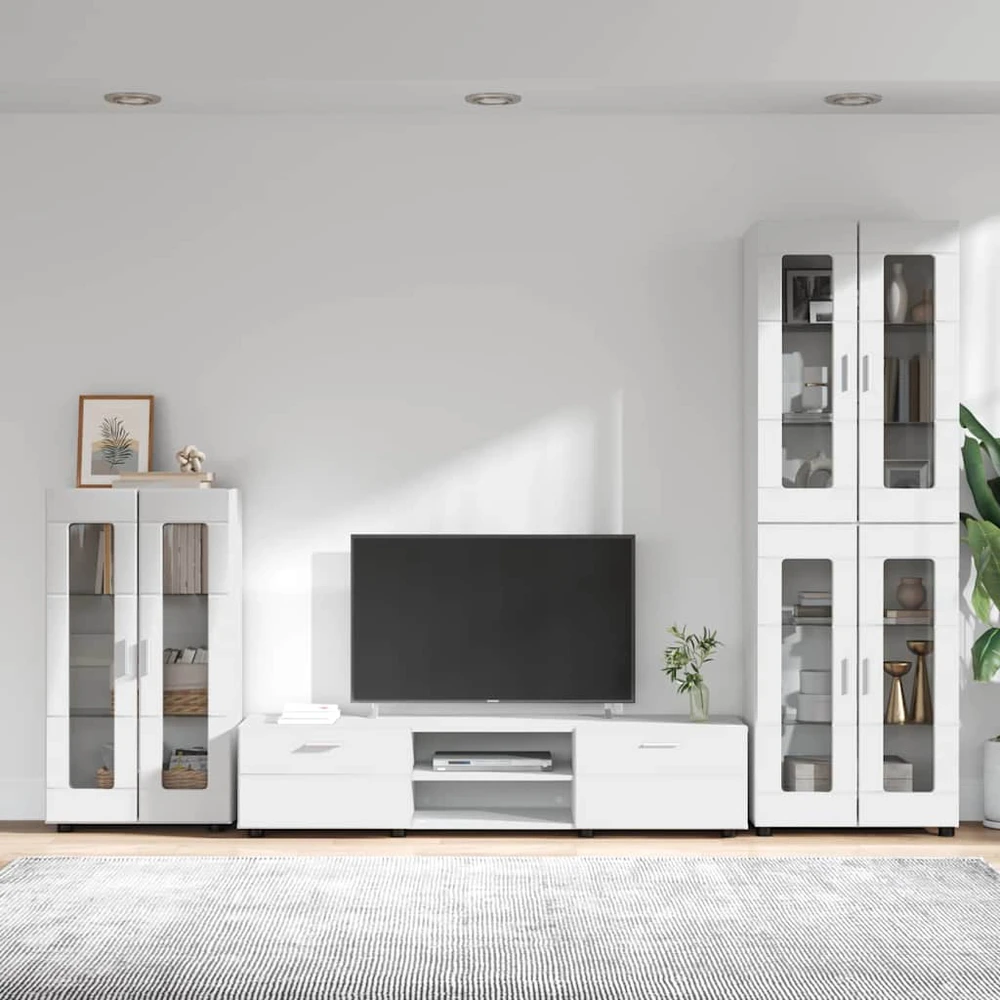 TV spintelių komplektas FLORIN 3 vnt. Balta Apdirbta mediena