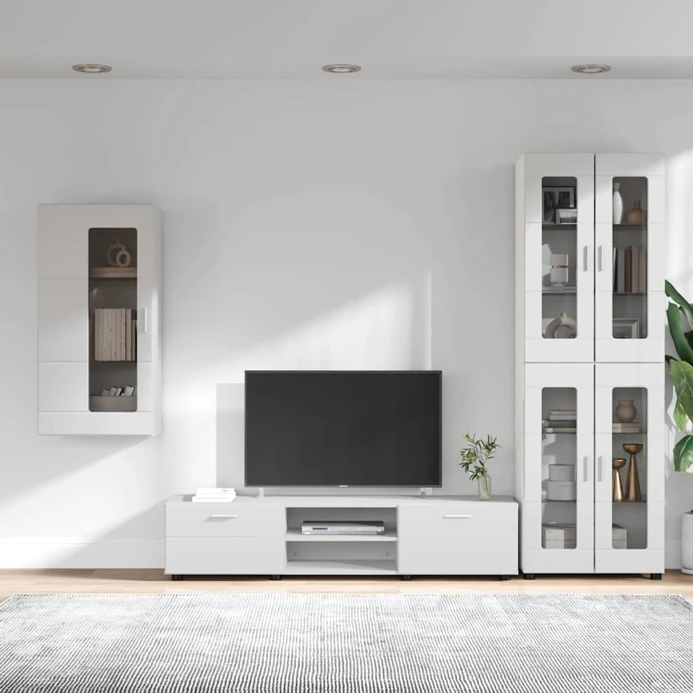 TV spintelių komplektas FLORIN 3 vnt. Balta Apdirbta mediena