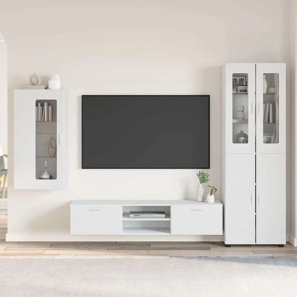 TV spintelių komplektas FLORIN 3 vnt. Balta Apdirbta mediena