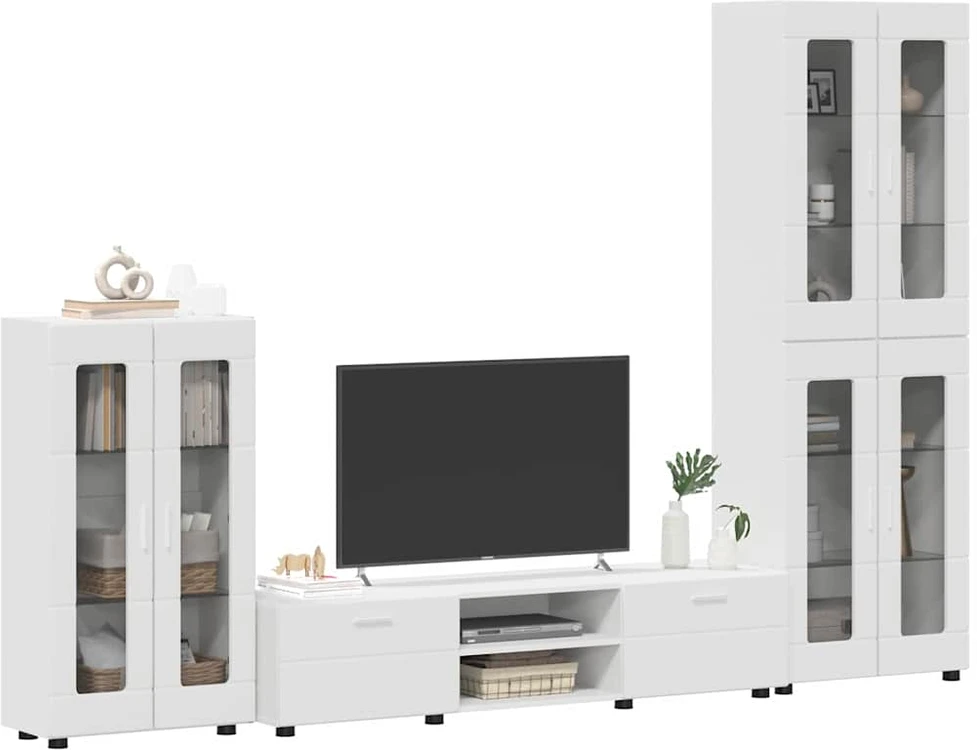 TV spintelių komplektas FLORIN 3 vnt. Balta Apdirbta mediena