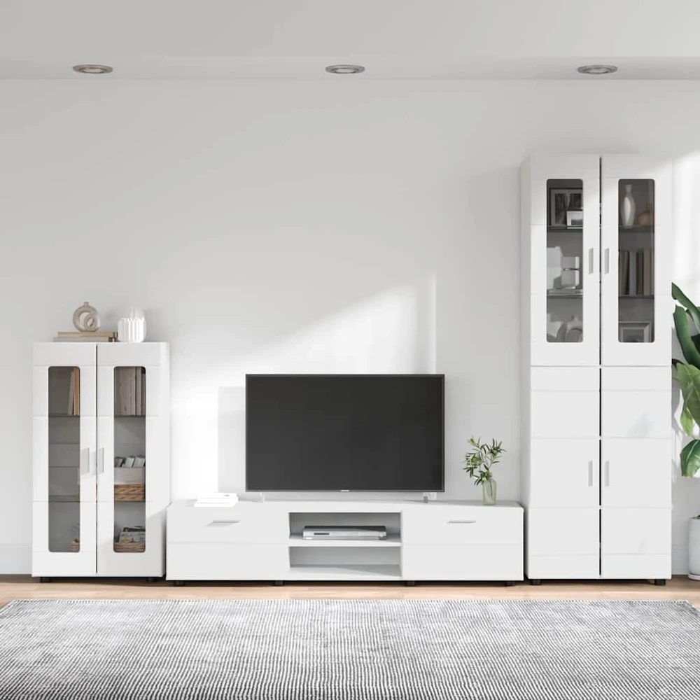 TV spintelių komplektas FLORIN 3 vnt. Balta Apdirbta mediena