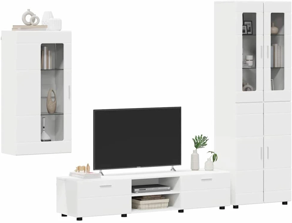TV spintelių komplektas FLORIN 3 vnt. Balta Apdirbta mediena