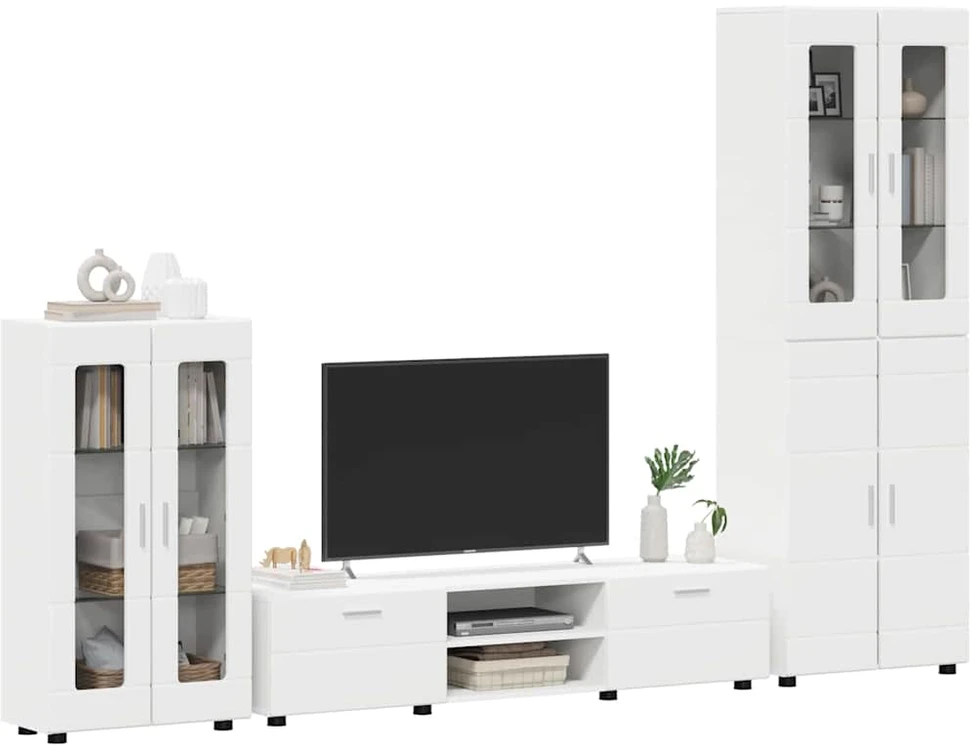 TV spintelių komplektas FLORIN 3 vnt. Balta Apdirbta mediena