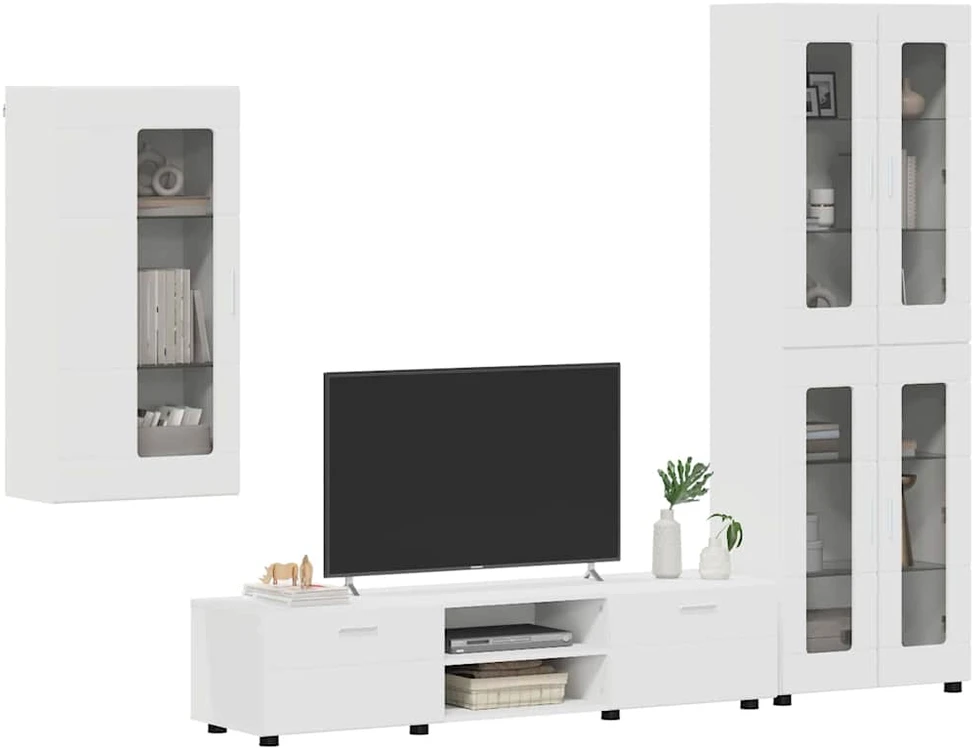 TV spintelių komplektas FLORIN 3 vnt. Balta Apdirbta mediena