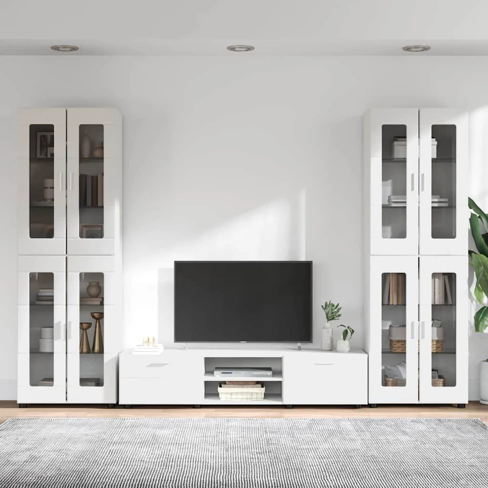 TV spintelių komplektas FLORIN 3 vnt. Balta Apdirbta mediena