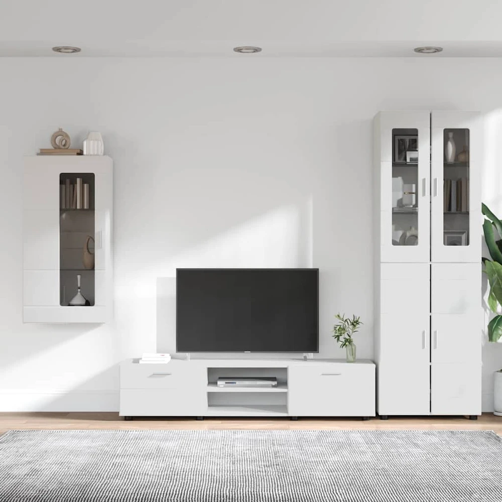 TV spintelių komplektas FLORIN 3 vnt. Balta Apdirbta mediena
