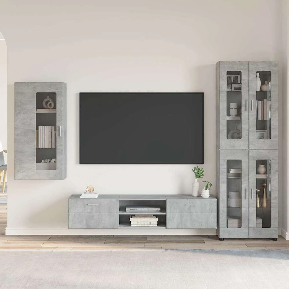 TV spintelių komplektas FLORIN 3 vnt. Betono pilka