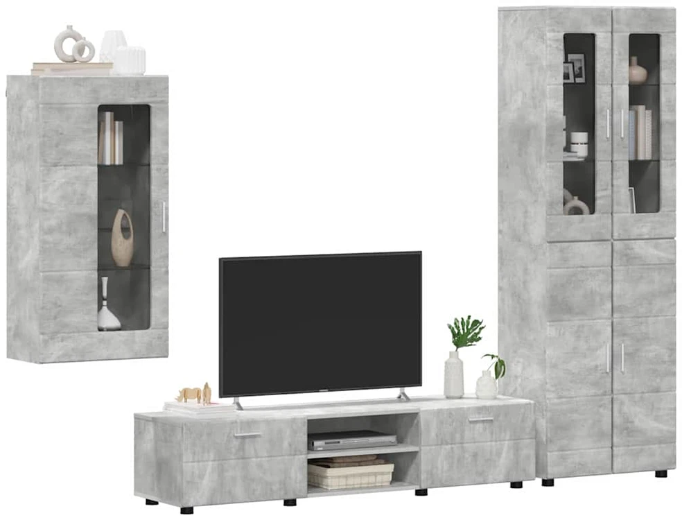 TV spintelių komplektas FLORIN 3 vnt. Betono pilka