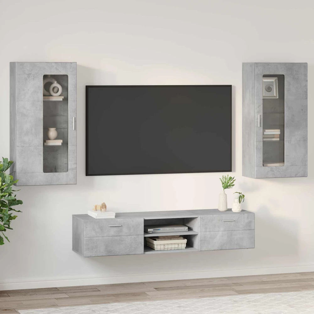 TV spintelių komplektas FLORIN 3 vnt. Betono pilka