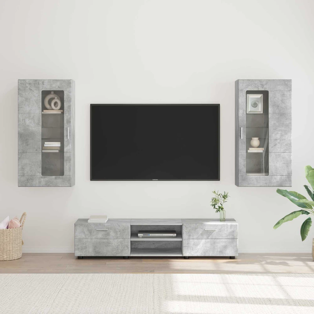 TV spintelių komplektas FLORIN 3 vnt. Betono pilka