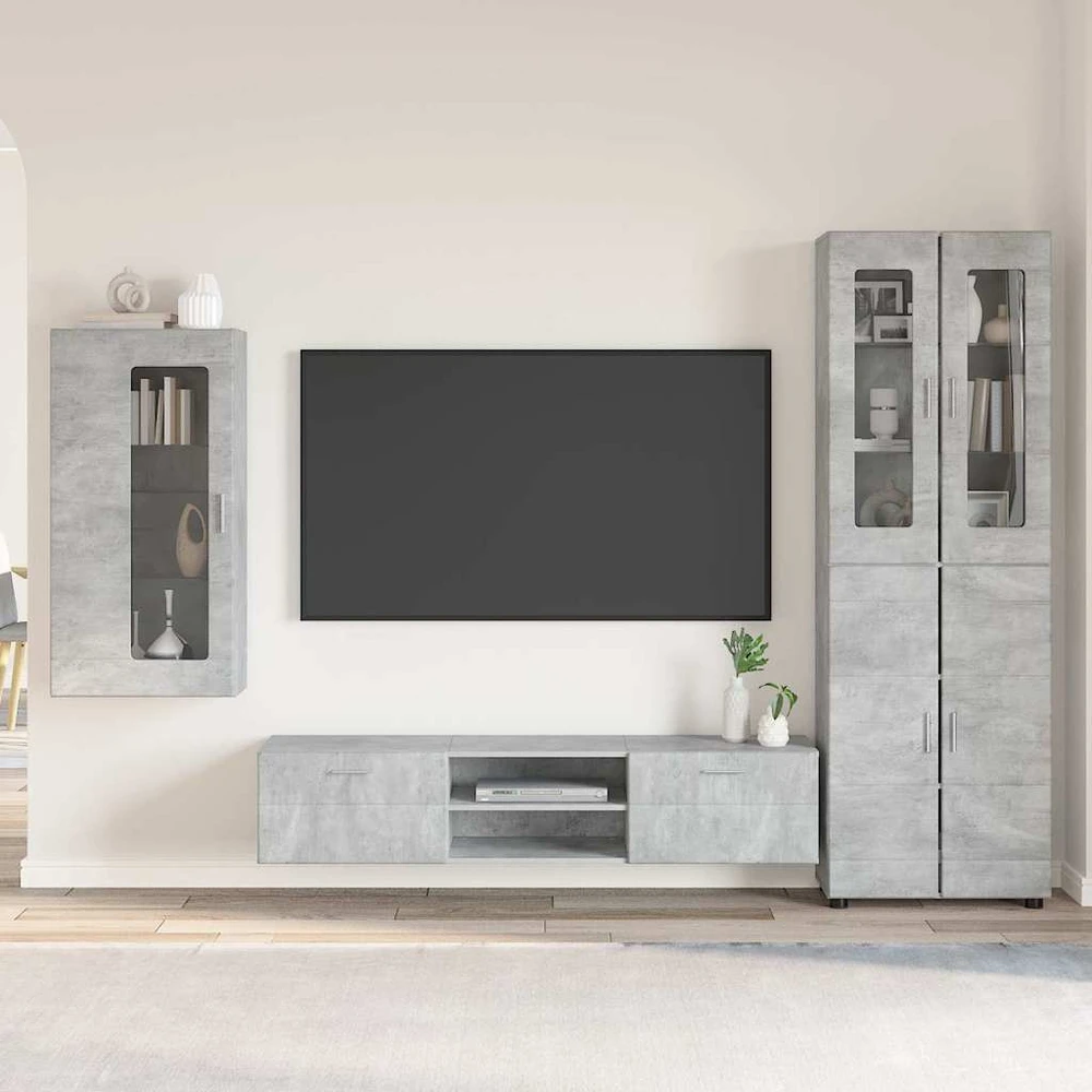 TV spintelių komplektas FLORIN 3 vnt. Betono pilka