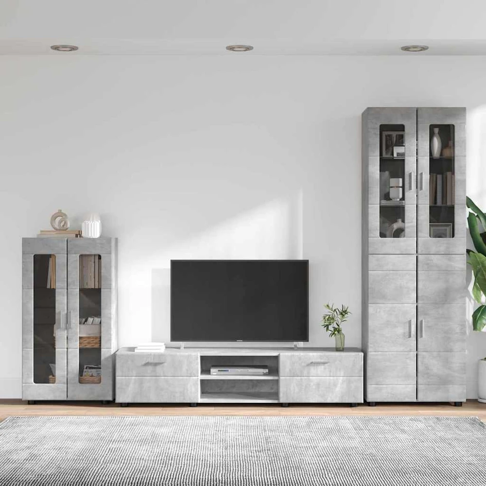 TV spintelių komplektas FLORIN 3 vnt. Betono pilka