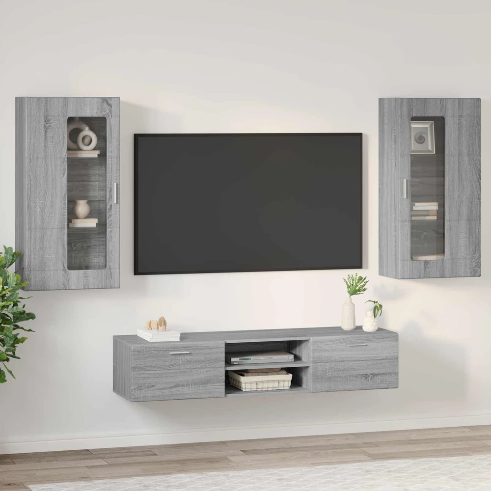 TV spintelių komplektas FLORIN 3 vnt. Pilkas Sonoma