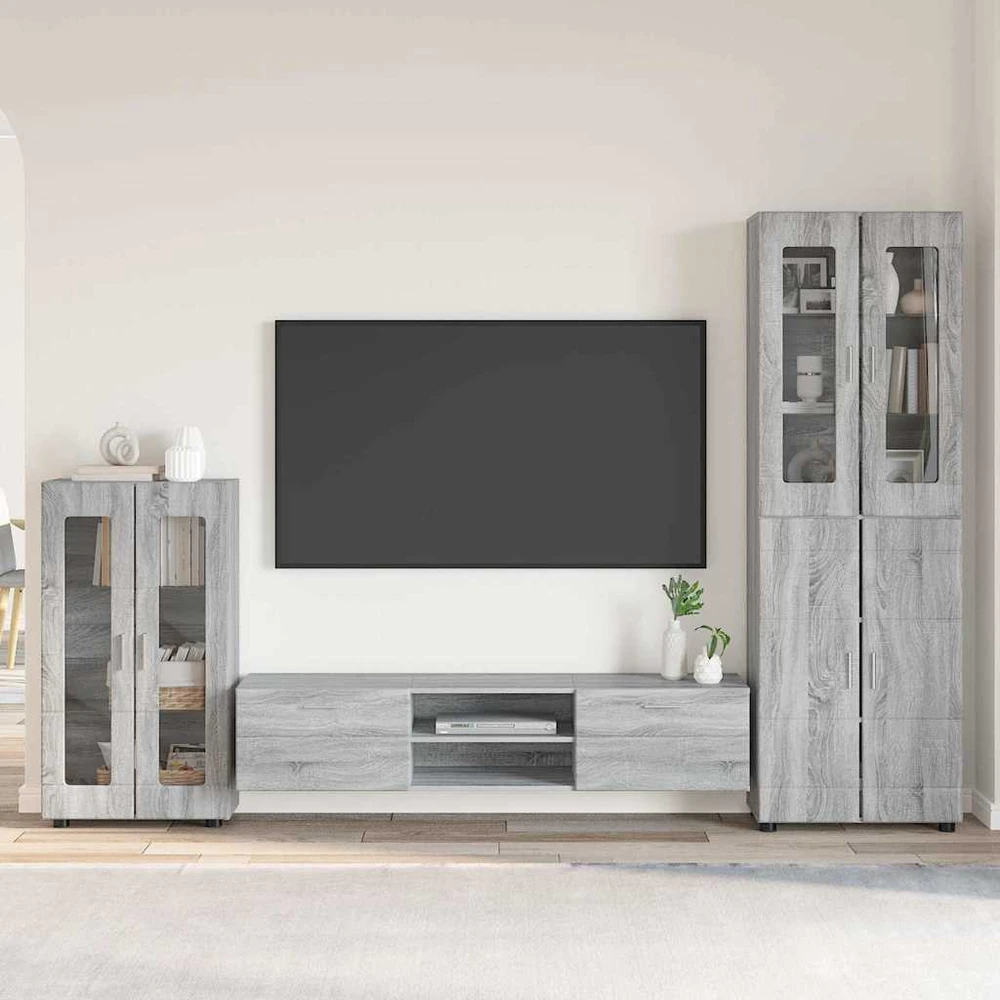 TV spintelių komplektas FLORIN 3 vnt. Pilkas Sonoma