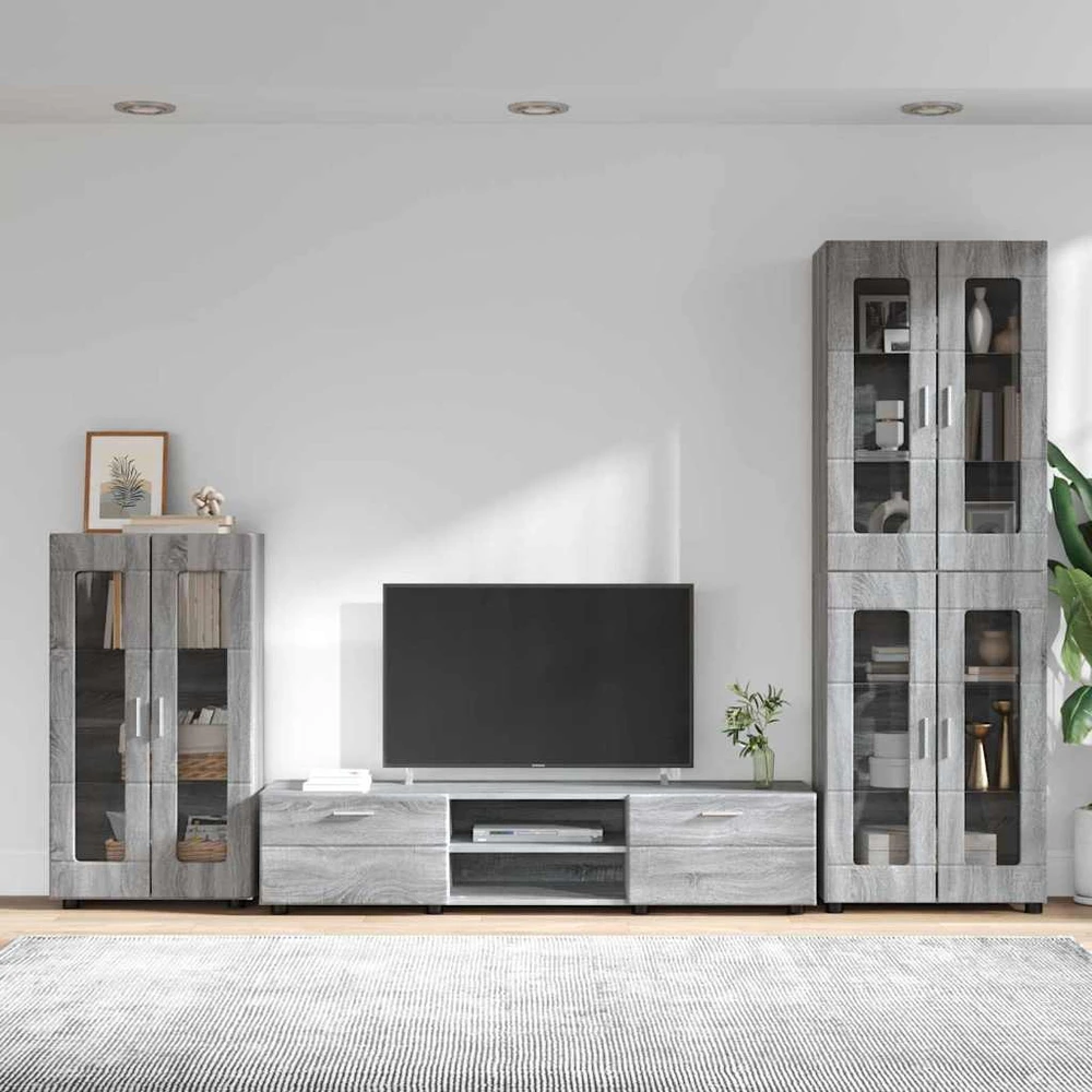 TV spintelių komplektas FLORIN 3 vnt. Pilkas Sonoma