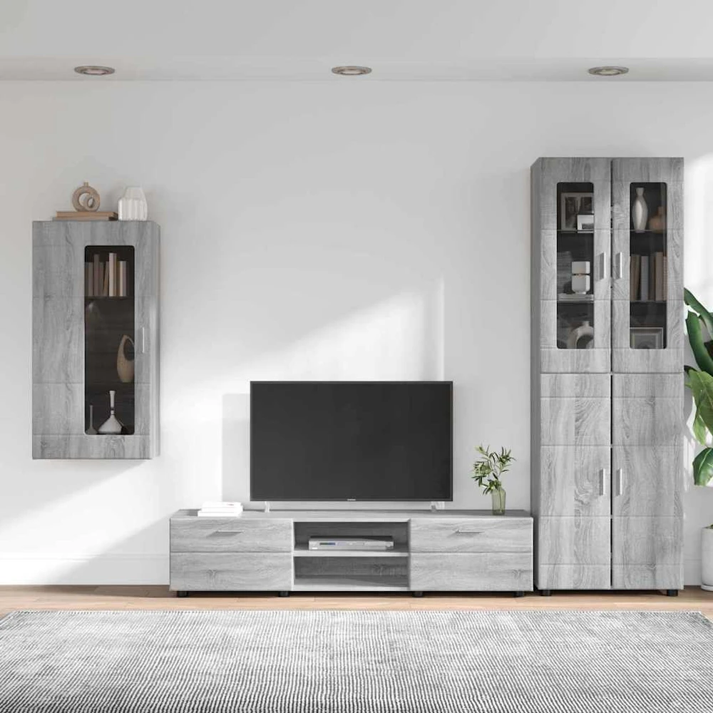 TV spintelių komplektas FLORIN 3 vnt. Pilkas Sonoma