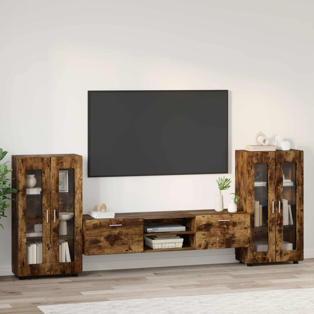 TV spintelių komplektas FLORIN 3 vnt. Rūkyta ąžuolas