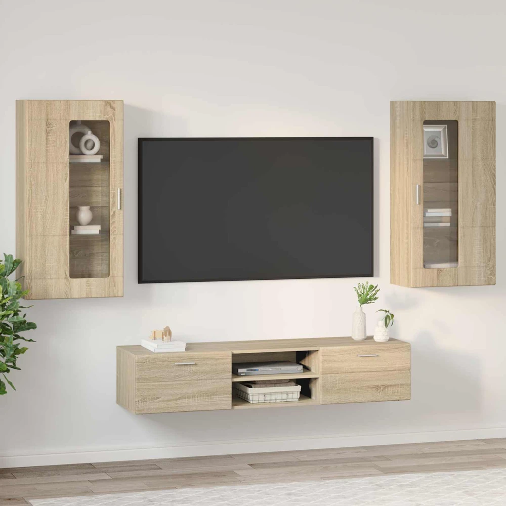 TV spintelių komplektas FLORIN 3 vnt. Sonoma ąžuolas